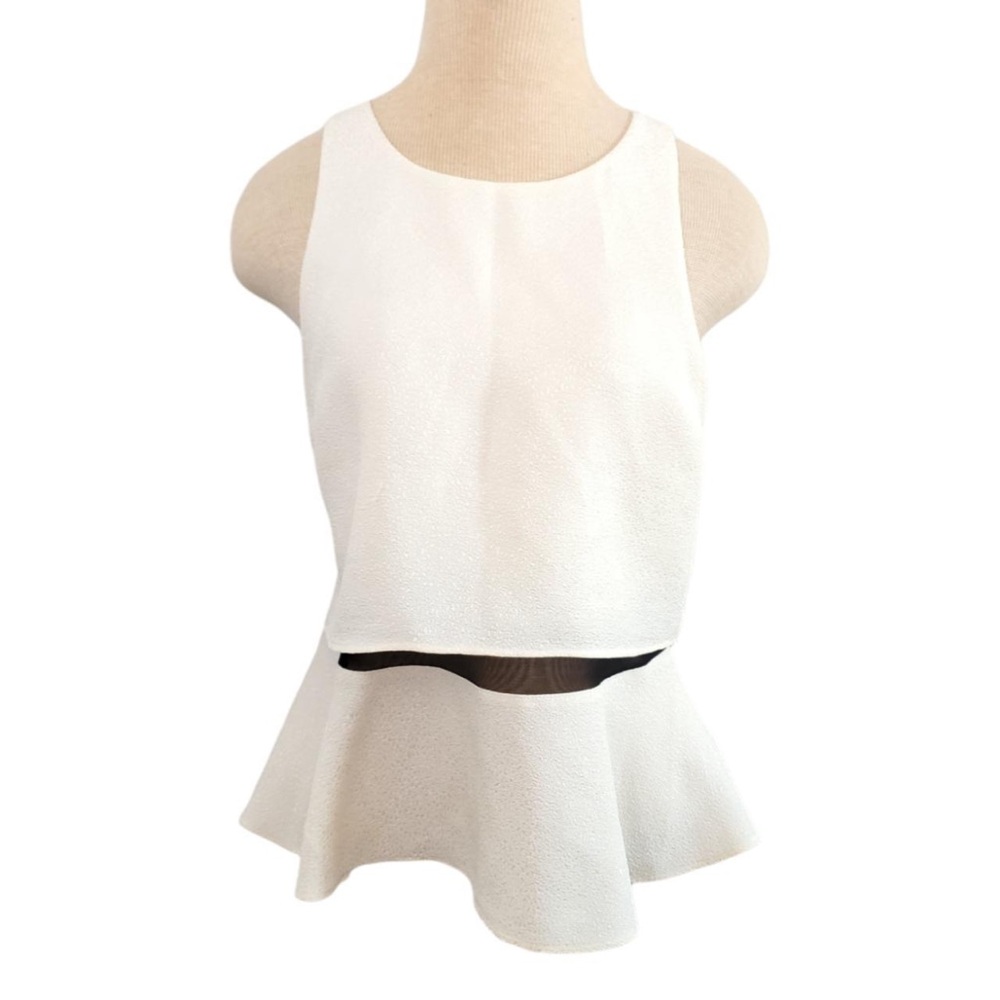 Express White Sleeveless Peplum Top